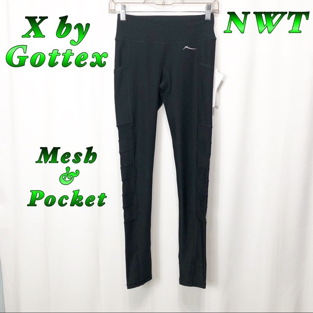 NWT-X by Gottex Black Mesh Leggings w Pocket XS
